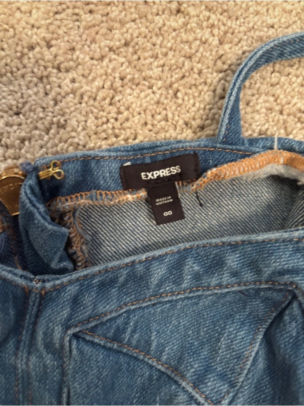 Express Dark Blue Denim Corset Crop Top - Picture 3 of 3
